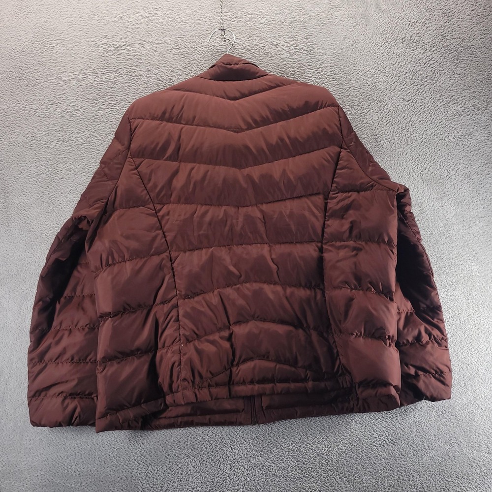 Eddie Bauer Jacket Womens 2XL Brown Chevron Down Puffer Lightweight Quilted Zip - Picture 2 of 7